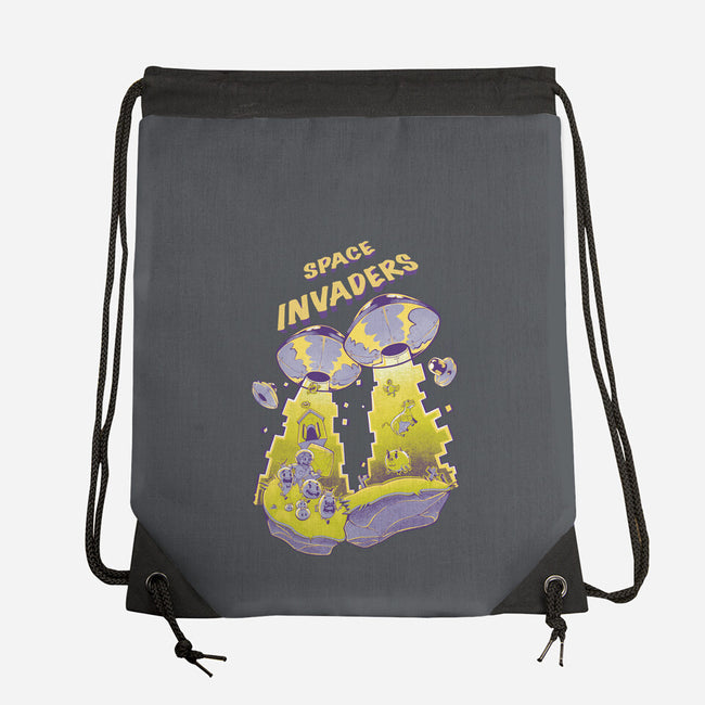 Space Invaders-None-Drawstring-Bag-Under Flame