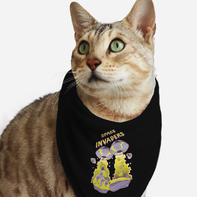 Space Invaders-Cat-Bandana-Pet Collar-Under Flame