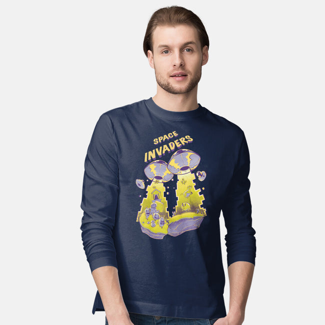 Space Invaders-Mens-Long Sleeved-Tee-Under Flame