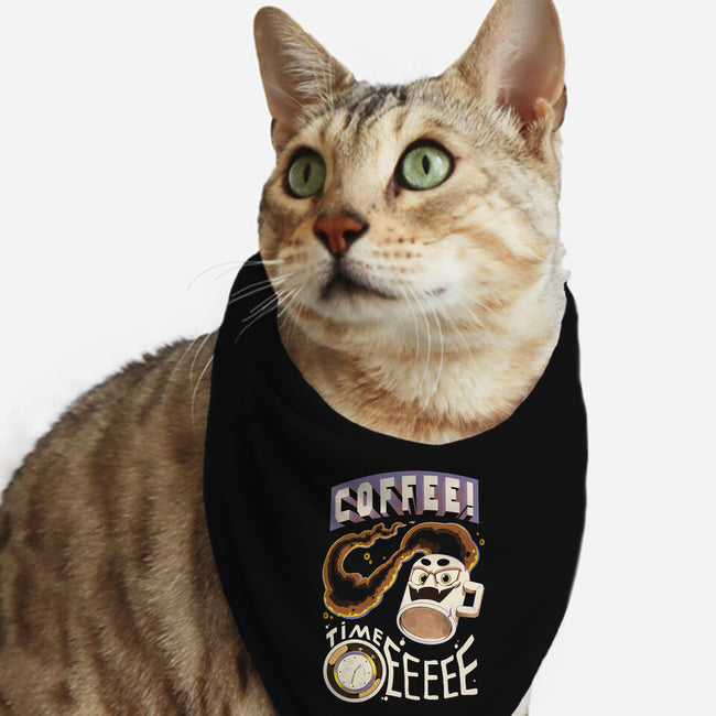 Coffee Time-Cat-Bandana-Pet Collar-Under Flame