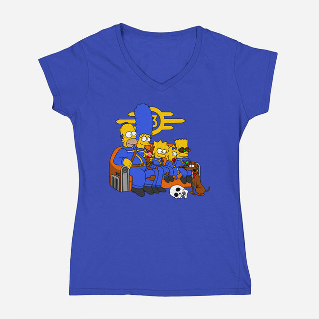 Nuclear Family-Womens-V-Neck-Tee-drbutler