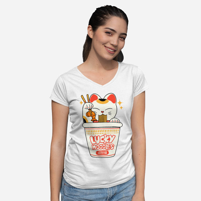 Lucky Magic Noodles-Womens-V-Neck-Tee-ppmid