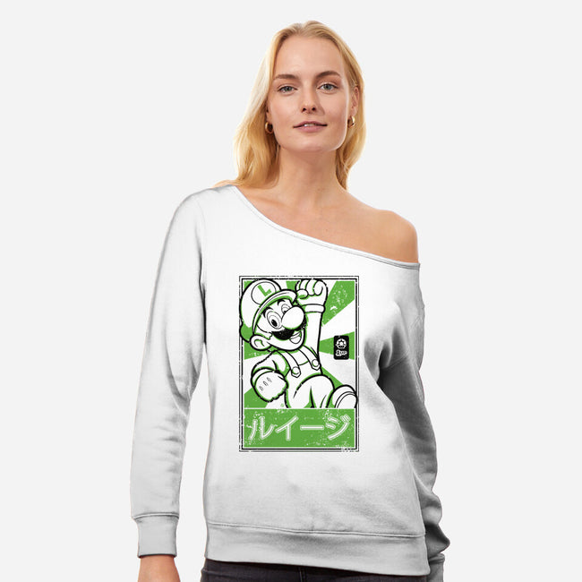 Luigi Japan-Womens-Off Shoulder-Sweatshirt-FernandoSala