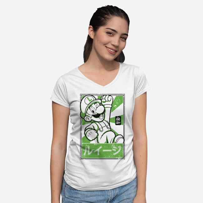 Luigi Japan-Womens-V-Neck-Tee-FernandoSala