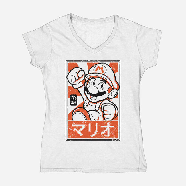 Mario Japan-Womens-V-Neck-Tee-FernandoSala