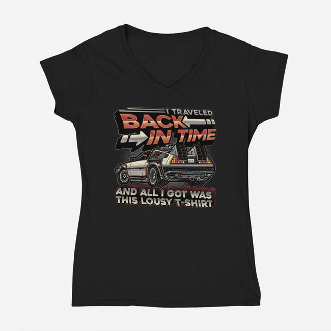 Let's Travel Back In Time-Womens-V-Neck-Tee-glitchygorilla