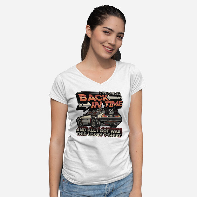 Let's Travel Back In Time-Womens-V-Neck-Tee-glitchygorilla