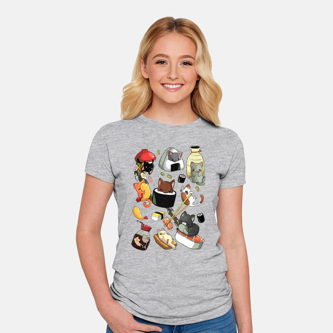 Sushi Cats-Womens-Fitted-Tee-Vallina84