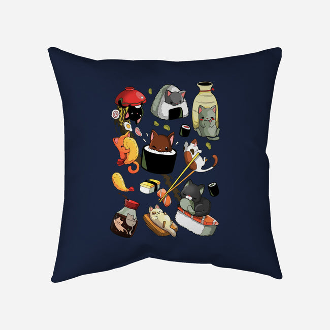 Sushi Cats-None-Removable Cover-Throw Pillow-Vallina84