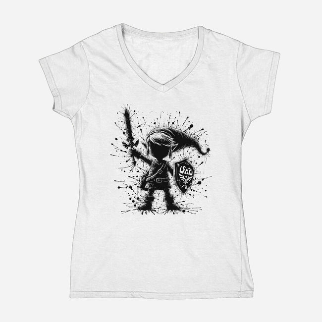 Link Splash-Womens-V-Neck-Tee-alnavasord