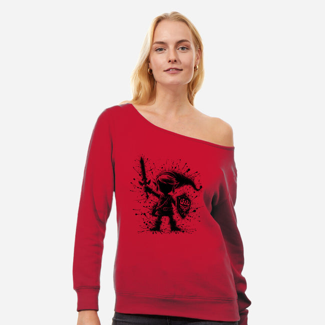 Link Splash-Womens-Off Shoulder-Sweatshirt-alnavasord