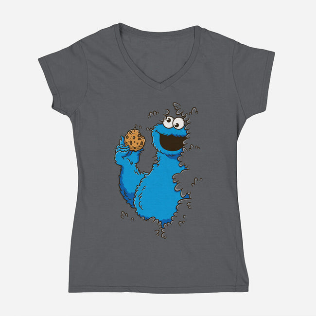 Cookie Bush-Womens-V-Neck-Tee-Barbadifuoco