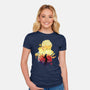 Skull Sunset-Womens-Fitted-Tee-dandingeroz