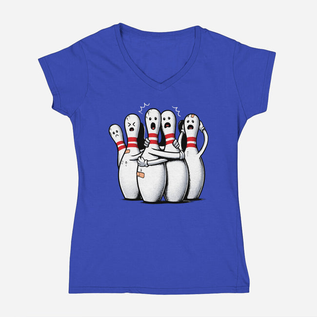 Panic At The Bowling Alley-Womens-V-Neck-Tee-GoshWow