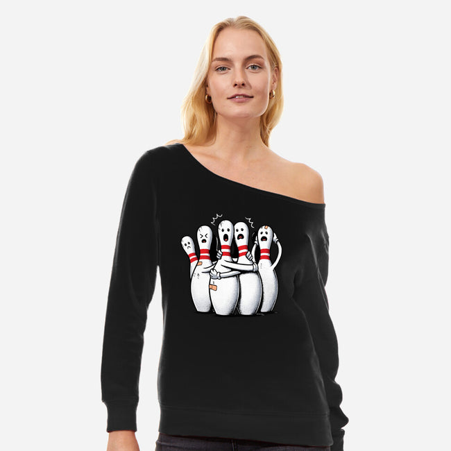 Panic At The Bowling Alley-Womens-Off Shoulder-Sweatshirt-GoshWow