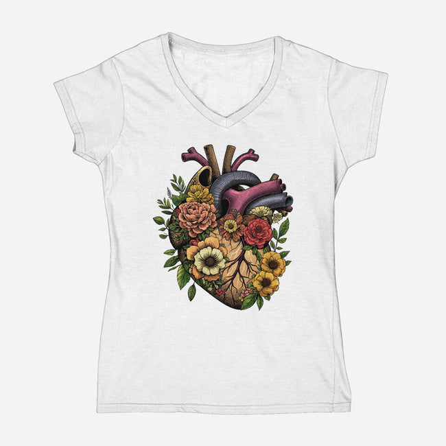 Bloomin Heart-Womens-V-Neck-Tee-GoshWow