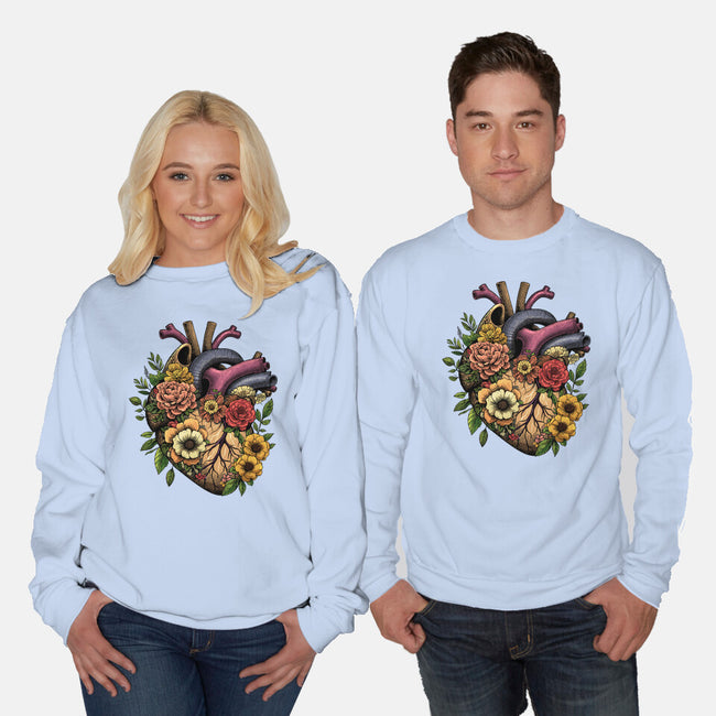 Bloomin Heart-Unisex-Crew Neck-Sweatshirt-GoshWow