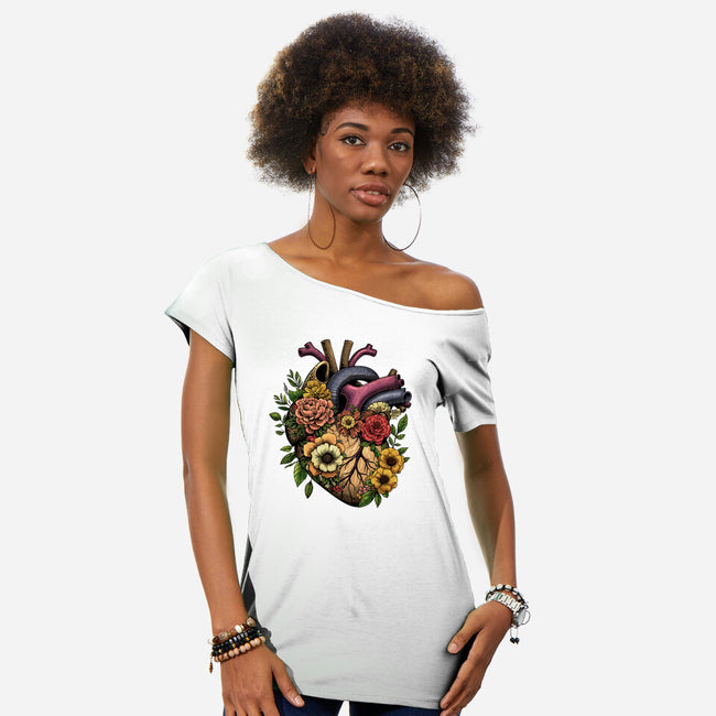 Bloomin Heart-Womens-Off Shoulder-Tee-GoshWow