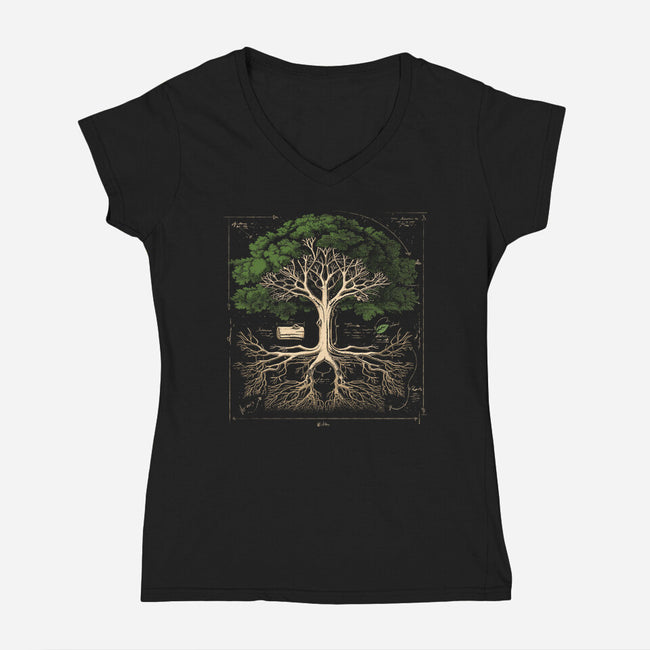 Tree Anatomy-Womens-V-Neck-Tee-GoshWow