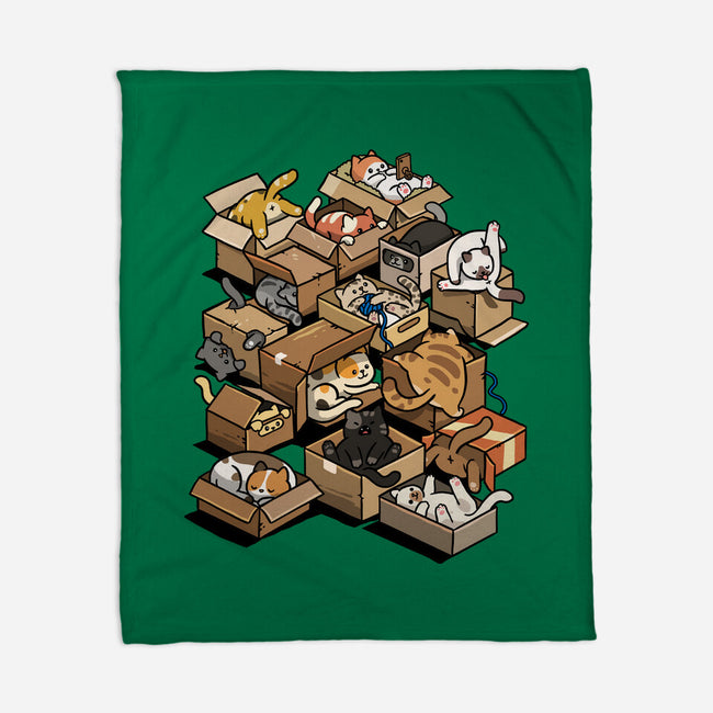 Cardboard Cats-None-Fleece-Blanket-Wowsome