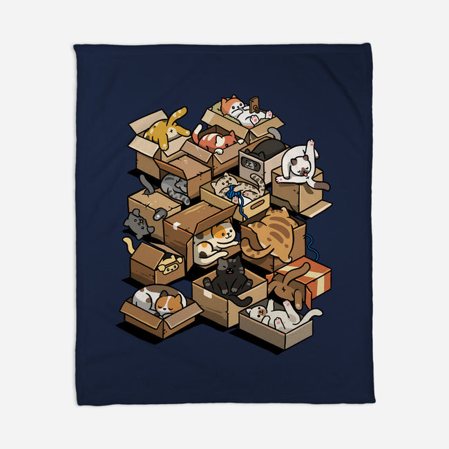 Cardboard Cats-None-Fleece-Blanket-Wowsome