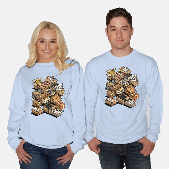 Cardboard Cats-Unisex-Crew Neck-Sweatshirt-Wowsome