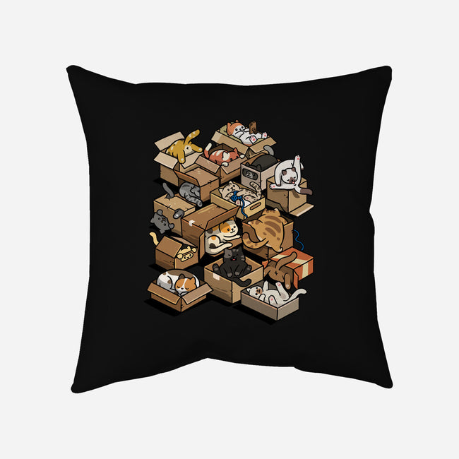 Cardboard Cats-None-Removable Cover-Throw Pillow-Wowsome