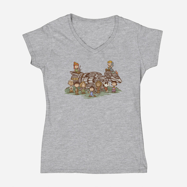 Browncoat Beagle-Womens-V-Neck-Tee-kg07