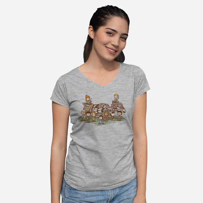 Browncoat Beagle-Womens-V-Neck-Tee-kg07