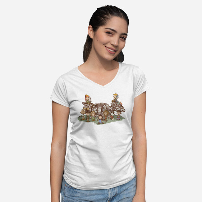 Browncoat Beagle-Womens-V-Neck-Tee-kg07