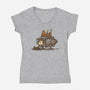 The Lazy Beagle-Womens-V-Neck-Tee-kg07