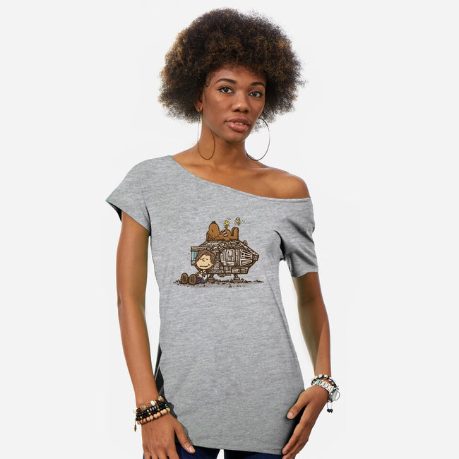 The Lazy Beagle-Womens-Off Shoulder-Tee-kg07