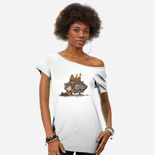 The Lazy Beagle-Womens-Off Shoulder-Tee-kg07