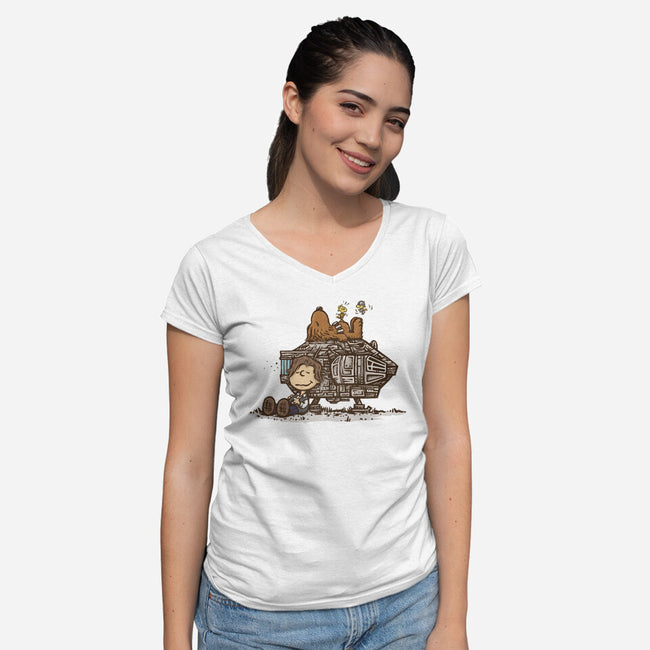 The Lazy Beagle-Womens-V-Neck-Tee-kg07