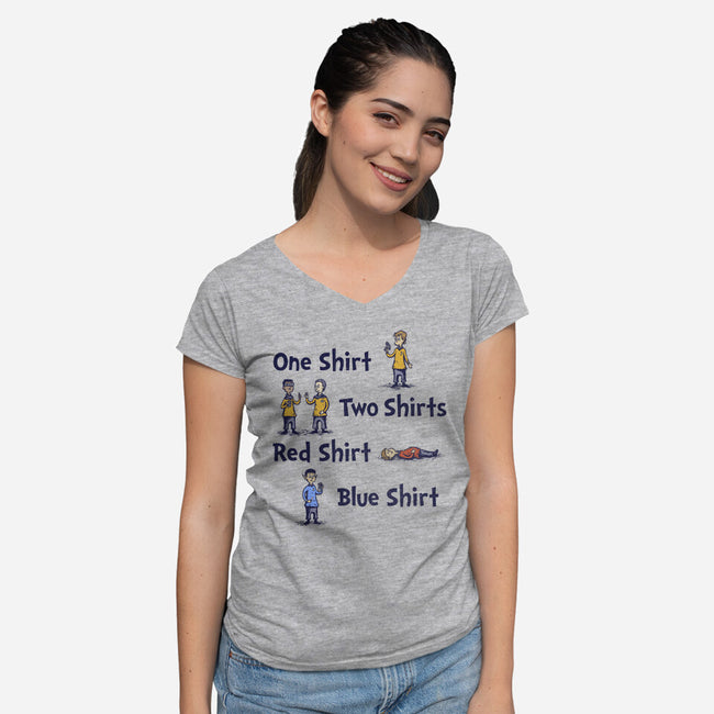 Red Shirt Blue Shirt-Womens-V-Neck-Tee-kg07