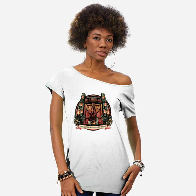 Dino Food In Isla Nublar-Womens-Off Shoulder-Tee-glitchygorilla