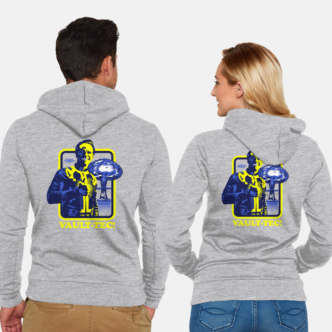 Vault Tec Coop-Unisex-Zip-Up-Sweatshirt-rocketman_art