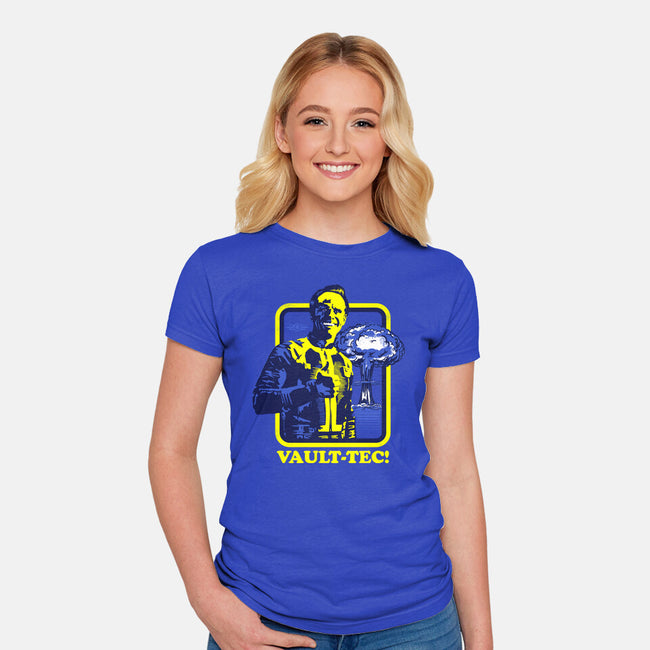 Vault Tec Coop-Womens-Fitted-Tee-rocketman_art