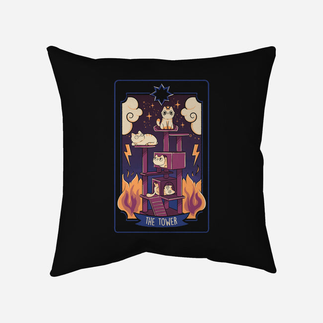 The Tower Cat Tarot-None-Non-Removable Cover w Insert-Throw Pillow-tobefonseca