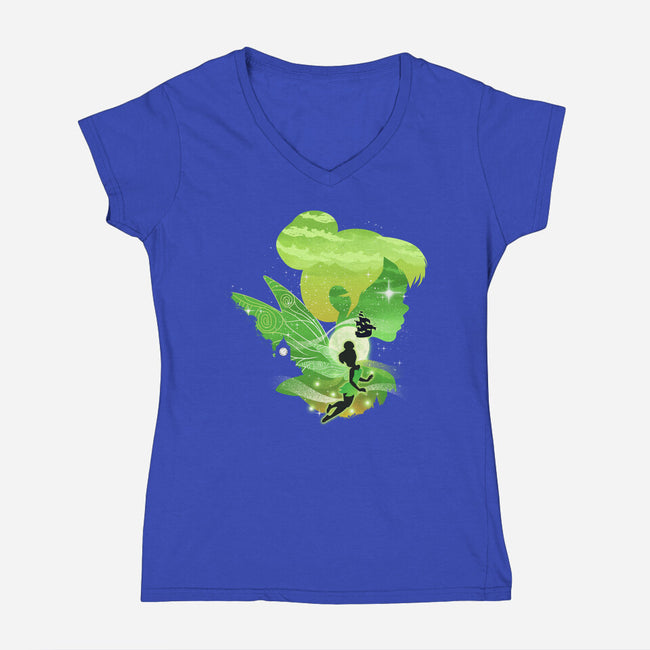 Tink Landscape-Womens-V-Neck-Tee-dandingeroz