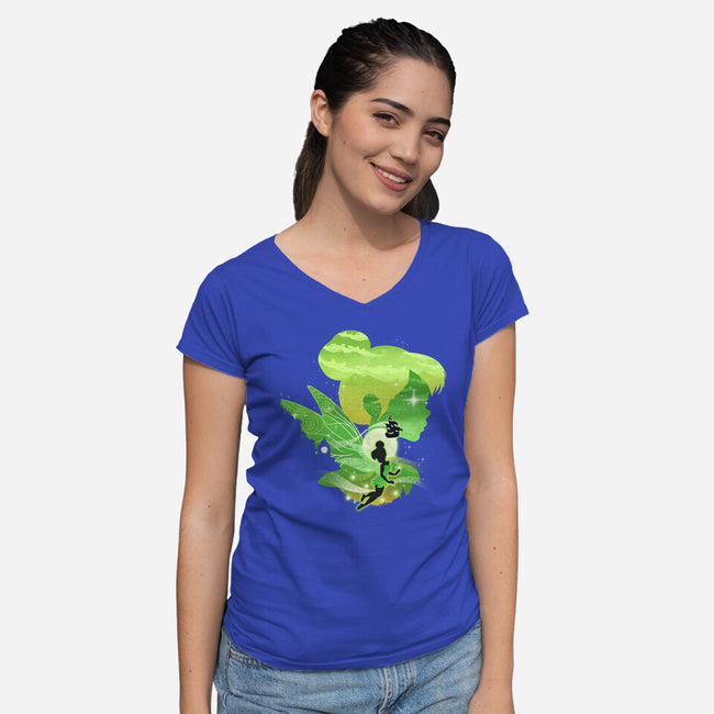 Tink Landscape-Womens-V-Neck-Tee-dandingeroz