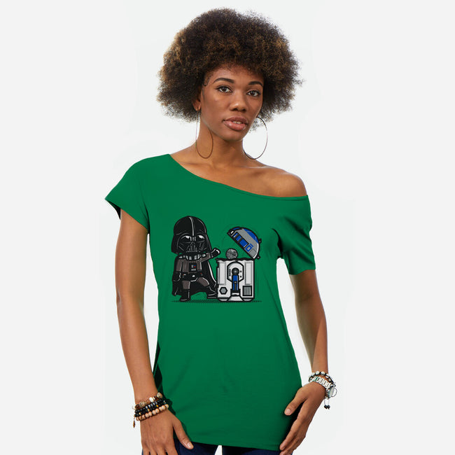 Robotic Trashcan-Womens-Off Shoulder-Tee-Donnie