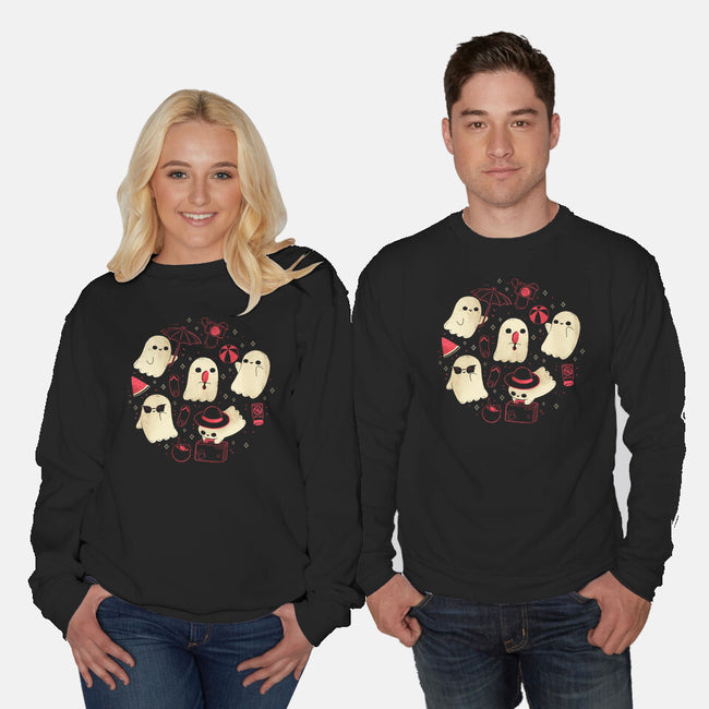 Creepy Kawaii Summer Ghosts-Unisex-Crew Neck-Sweatshirt-xMorfina