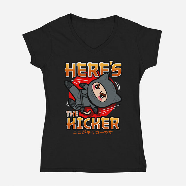 Here's The Kicker-Womens-V-Neck-Tee-Boggs Nicolas