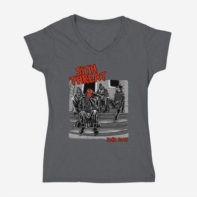 Sith Threat-Womens-V-Neck-Tee-joerawks