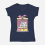 Kitty Claw Machine-Womens-V-Neck-Tee-Astrobot Invention