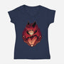 Radio Demon-Womens-V-Neck-Tee-Astrobot Invention