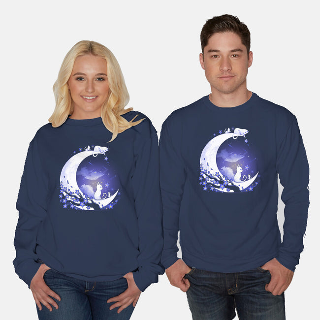 Kittens Moon-Unisex-Crew Neck-Sweatshirt-Vallina84