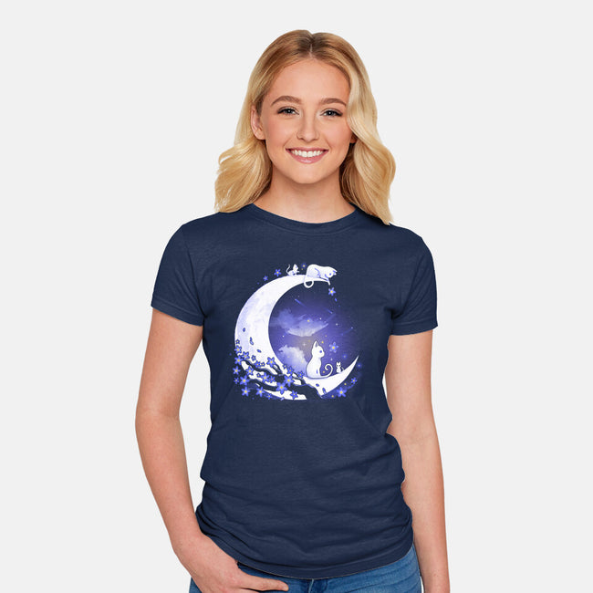 Kittens Moon-Womens-Fitted-Tee-Vallina84