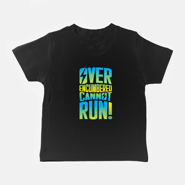 Overencumbered Cannot Run-Baby-Basic-Tee-rocketman_art